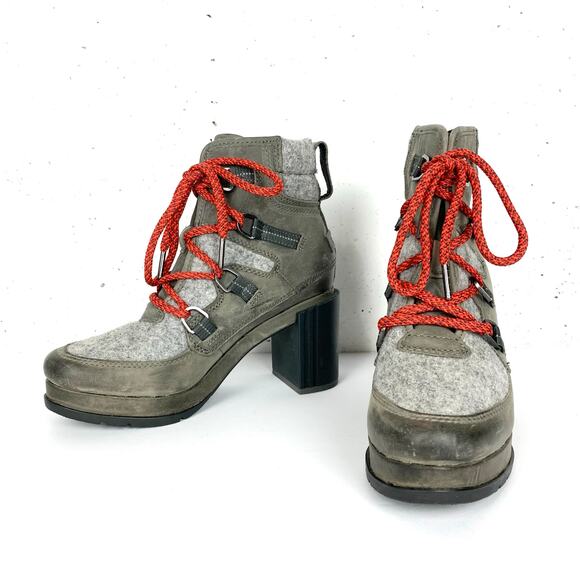 Sorel Blake Lace Quarry Hiker Boots Waterproof EVA Footbed Stacked Heel Size 7 - Picture 6 of 11